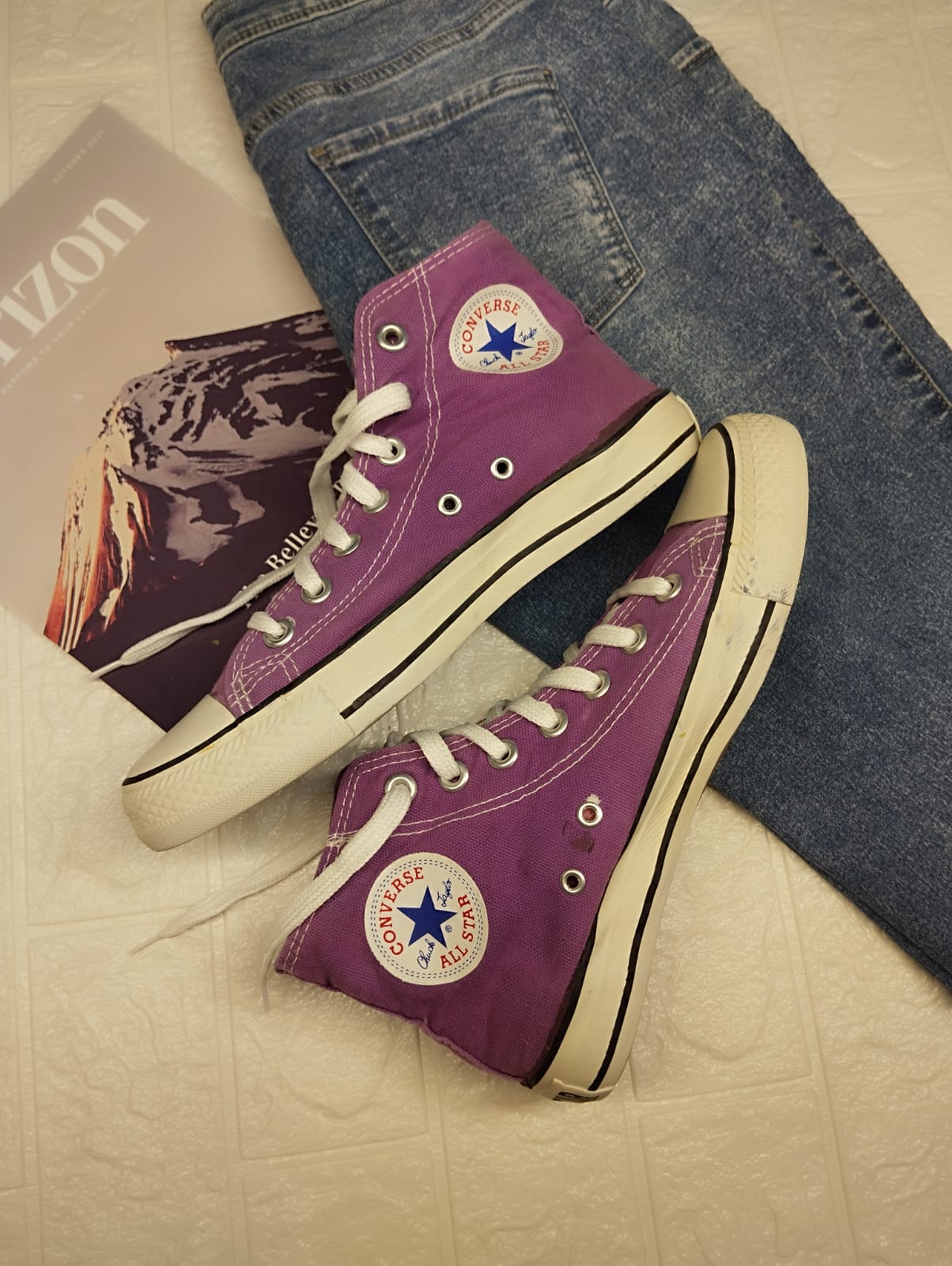 Purple high rise converse